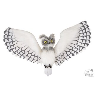 P'tit Clown White Owl Animated With Feathers - 1 mtr