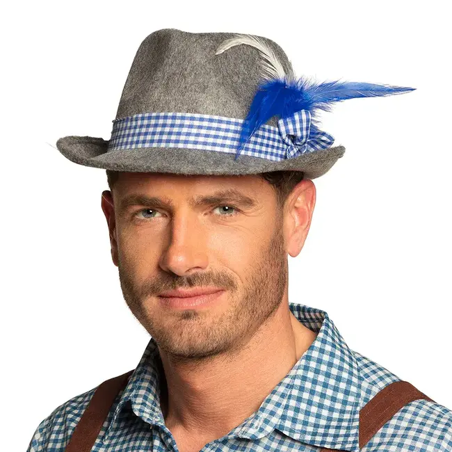 Tiroler Hoed Wiesn Grijs Blauw