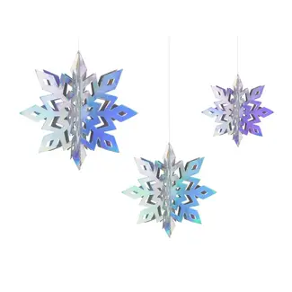 PartyDeco Hanging Decoration Snowflakes iridescent - 6 st - 15-25cm