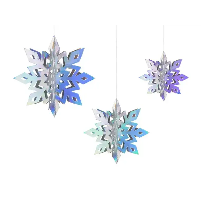 Hanging Decoration Snowflakes iridescent - 6 st - 15-25cm