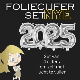 Boland Folie Cijfer Set 2025 - Zilver - 36 cm