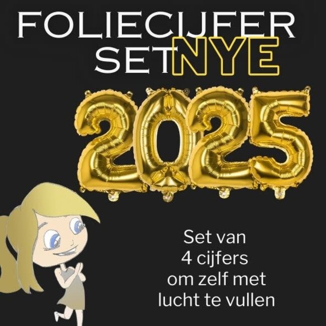 Folie Cijfer Set 2025 - Goud - 36 cm