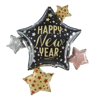 PartyPal Folieballon Happy New Year Stars PartyPal Folieballon Happy New Year Stars