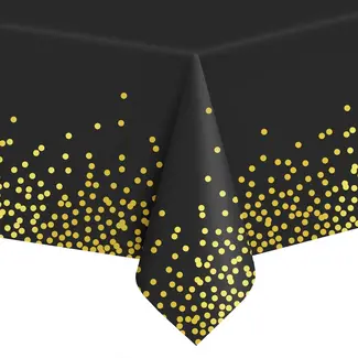 PartyPal Tafelkleed Black with Gold Confetti