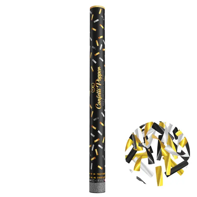 Confetti Shooter Goud / Zilver / Zwart - 60 cm