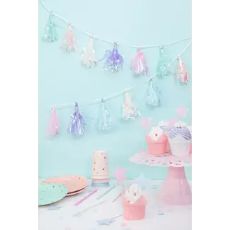 PartyPal Pastelkleurige Iriserende Franjes slinger - 2 meter