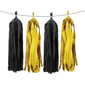 PartyPal Gold & Black Franjes Slinger - 2,5 mtr