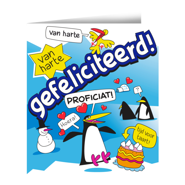 Wenskaart - Gefeliciteerd cartoon