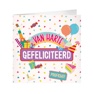 Paperdreams XL Greeting Card - Van Harte Gefeliciteerd - 23x23cm