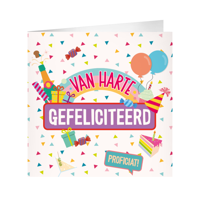 XL Greeting Card - Van Harte Gefeliciteerd - 23x23cm