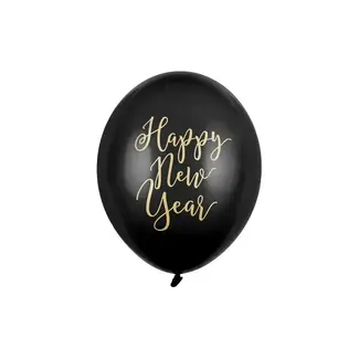 PartyDeco Ballonnen Happy New Year Black
