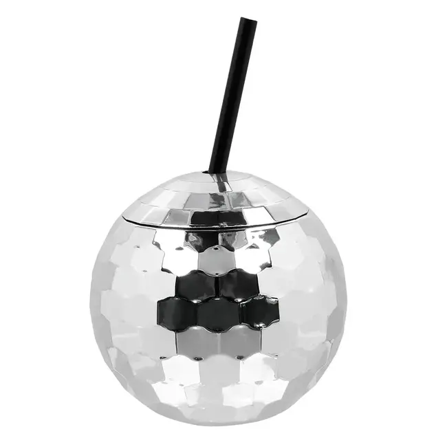 Disco Bal Drinkbeker met Rietje - 600 ml - 10 x 11 cm
