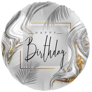 Everloon Folieballon Happy Birthday Zilver