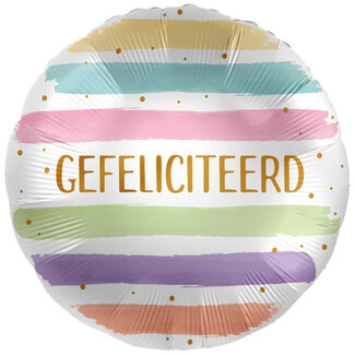 Everloon Folieballon Gefeliciteerd Pastel Strepen