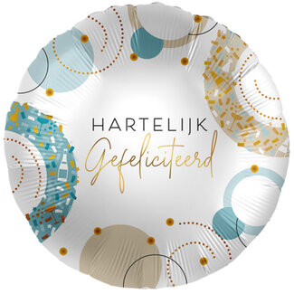 Everloon Folieballon Hartelijk Gefeliciteerd Goud-Blauw