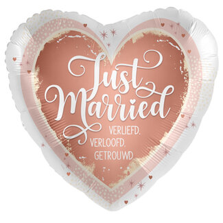 Everloon Folieballon Just Married - Verliefd – Verloofd – Getrouwd