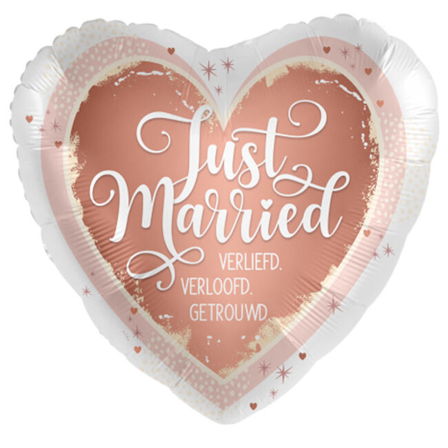Folieballon Just Married - Verliefd – Verloofd – Getrouwd - 45cm