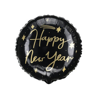 PartyDeco Folieballon Happy New Year Black