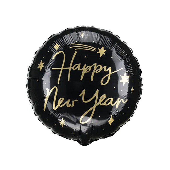 Folieballon Happy New Year Black - 45 cm
