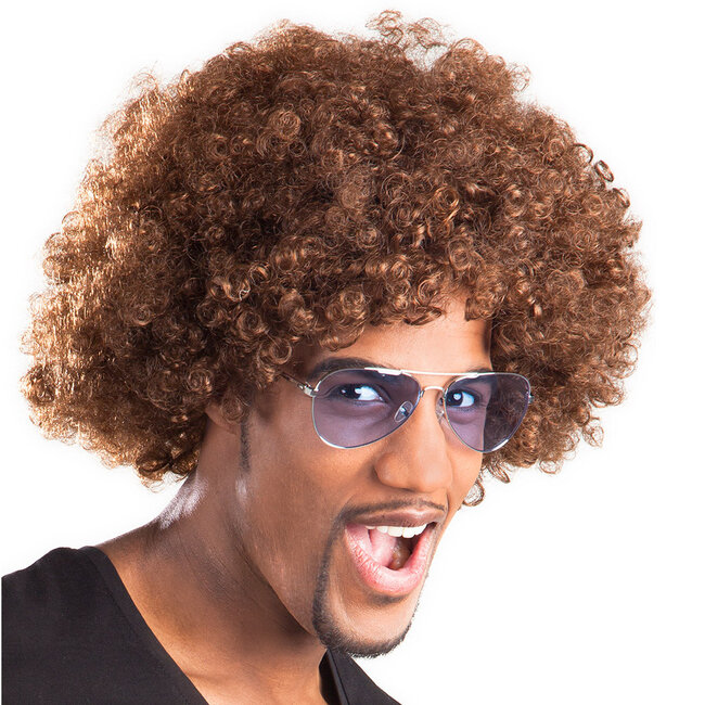 Afro Pruik - Bruin