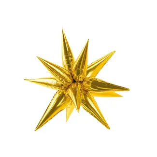 PartyDeco Folieballon Ster 3D - Goud - 95cm