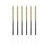thumb-Kaarsjes Glitter Dip Zwart / Goud - 6st - 13,5 cm-2