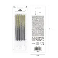 thumb-Kaarsjes Glitter Dip Zwart / Goud - 6st - 13,5 cm-3