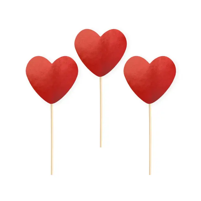 Prikkertjes Hartjes Rood - 6 st - 4x9 cm