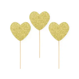 PartyPal Prikkertjes Hartjes Glitter Goud