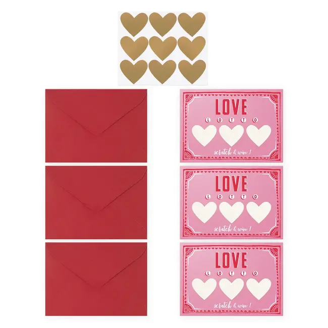 Liefde Valentijnsdag Kraskaart DIY - 3st.