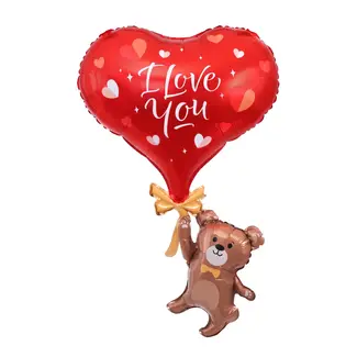 PartyPal Folieballon Teddybeer met Hart