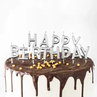 PartyPal Kaarsjes Happy Birthday - Zilver
