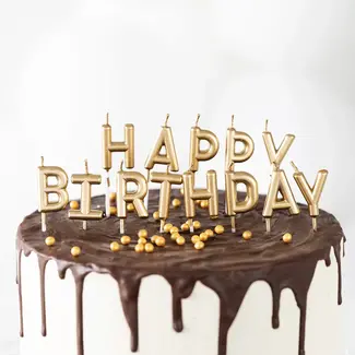 PartyPal Kaarsjes Happy Birthday - Goud