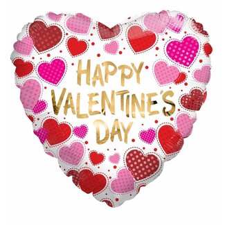 kaleidoscope Folieballon Happy Valentines Day Dots & hearts - 45cm