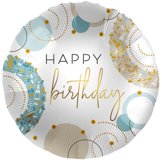 Everloon Folieballon Happy Birthday Goud-Blauw