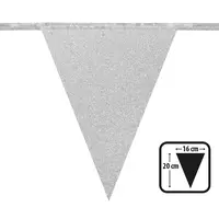thumb-Sparkling Silver Glitter Vlaggenlijn - 6 meter - 16X20CM-3