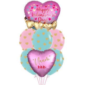 Sempertex Heart 3D Garland Pink & Gold- met Naam
