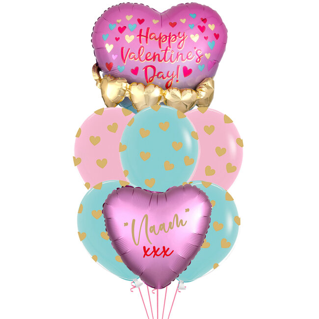 Heart 3D Garland Pink & Gold- met Naam