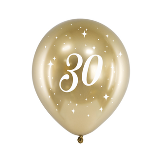 Strong Balloons Helium Ballon Chrome Goud 30 jaar (28cm)