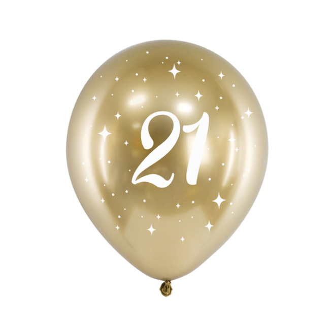 Helium Ballon Chrome Goud 21 jaar (28cm)