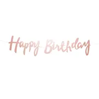 thumb-LetterBanner Happy Birthday - rosé goud - 20x101cm-1
