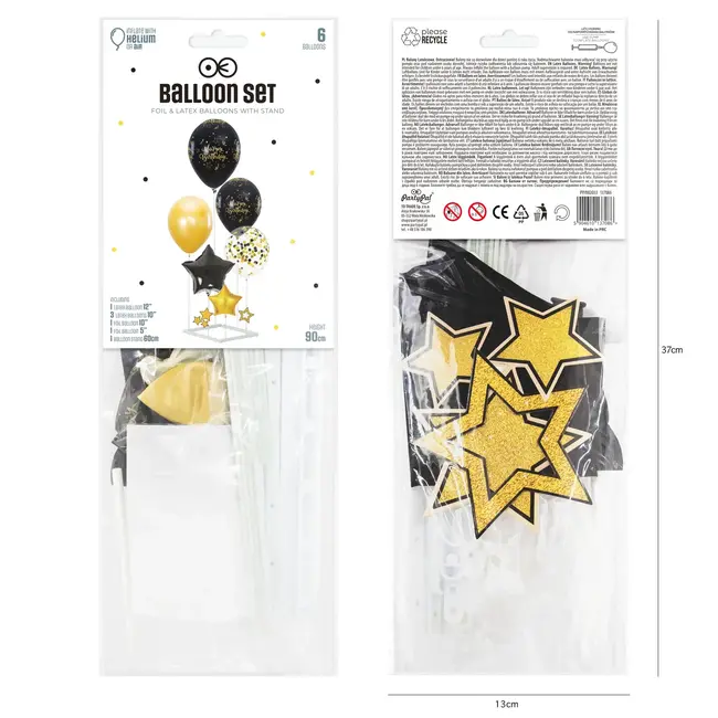 DIY Balloon Table Decoration - Happy Birthday Black & Gold