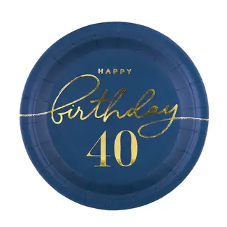 PartyPal Bordjes Kings Blue 40 Birthday - 18cm - 6st