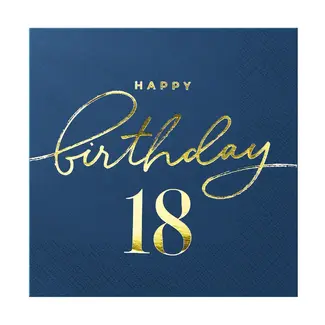 PartyPal Servetten Kings Blue 18 Birthday - 10st - 33x33cm