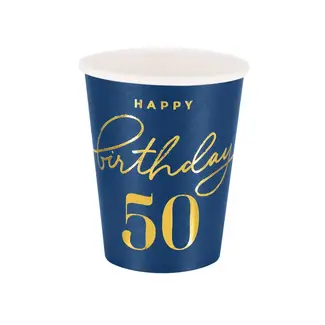 PartyPal Bekertjes Kings Blue 50 Birthday - 220cm - 6st