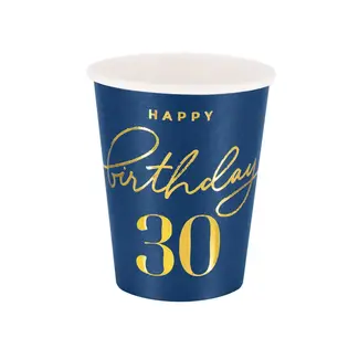 PartyPal Bekertjes Kings Blue 30 Birthday - 220cm - 6st