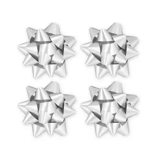 PartyPal Cadeau Strik - Mat Zilver - 5cm - 4 st.