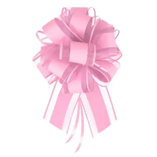 PartyPal Cadeau Strik Trekkoord - Pastel Roze - 1st - 20x15,5cm