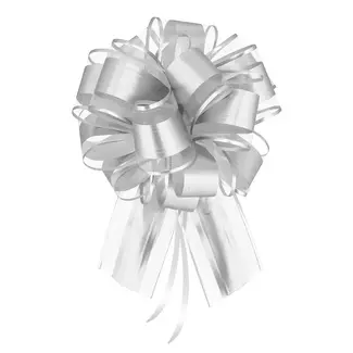 PartyPal Cadeau Strik Trekkoord - Zilver - 1st - 20x15,5cm