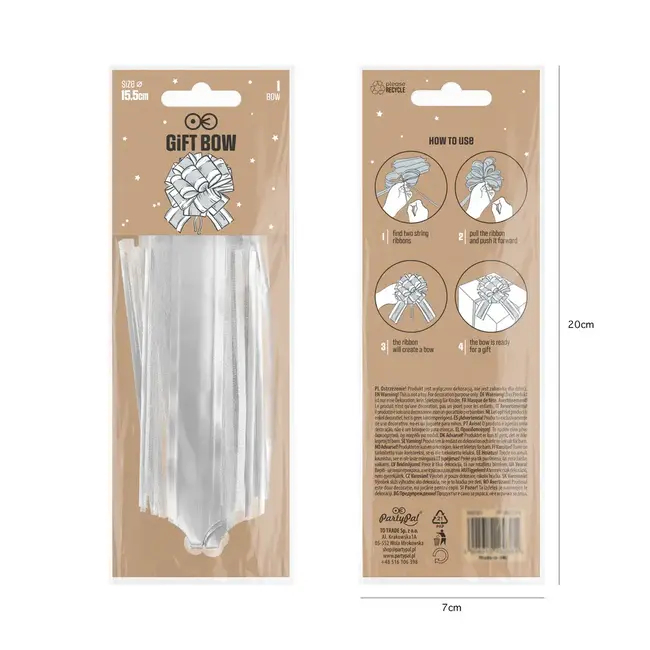 Cadeau Strik Trekkoord - Zilver - 1st - 20x15,5cm